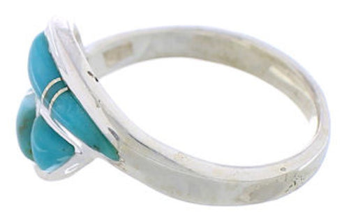 Southwest Silver Turquoise Inlay Ring Size 5-1/2 WX41017